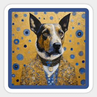 Gustav Klimt Style Distinguished Dog with Gold Medal Sticker